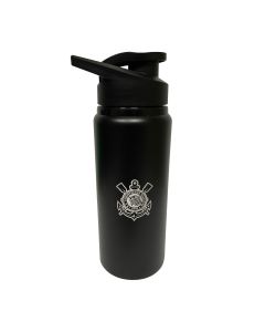SQUEEZE PRETO COM BICO 600ML - Corinthians