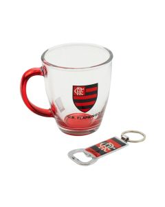 CANECA DE VIDRO 370ML COM ABRIDOR - Flamengo