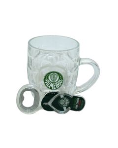 CANECA DE VIDRO 280ML COM ABRIDOR - Palmeiras