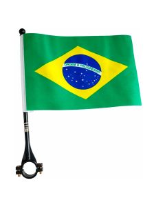 Bandeira com Haste Para Moto do Brasil 20x14cm - Brasil