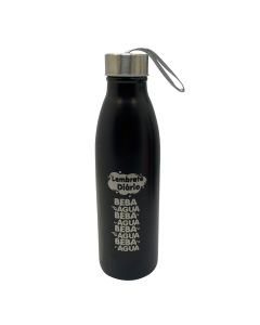 GARRAFA INOX PRETO 750ML COM ALÇA - BEBA ÁGUA