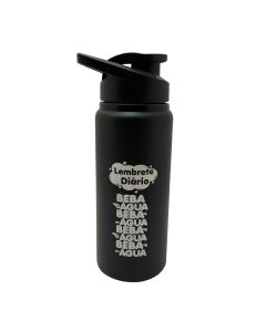 SQUEEZE PRETO COM BICO 600ML - BEBA ÁGUA
