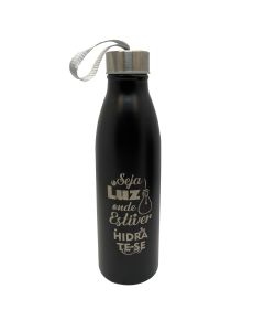GARRAFA INOX PRETO 750ML COM ALÇA - SEJA LUZ