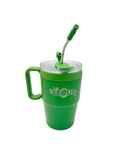 CANECA TÉRMICA 600ML VERDE COM CANUDO - Brasil